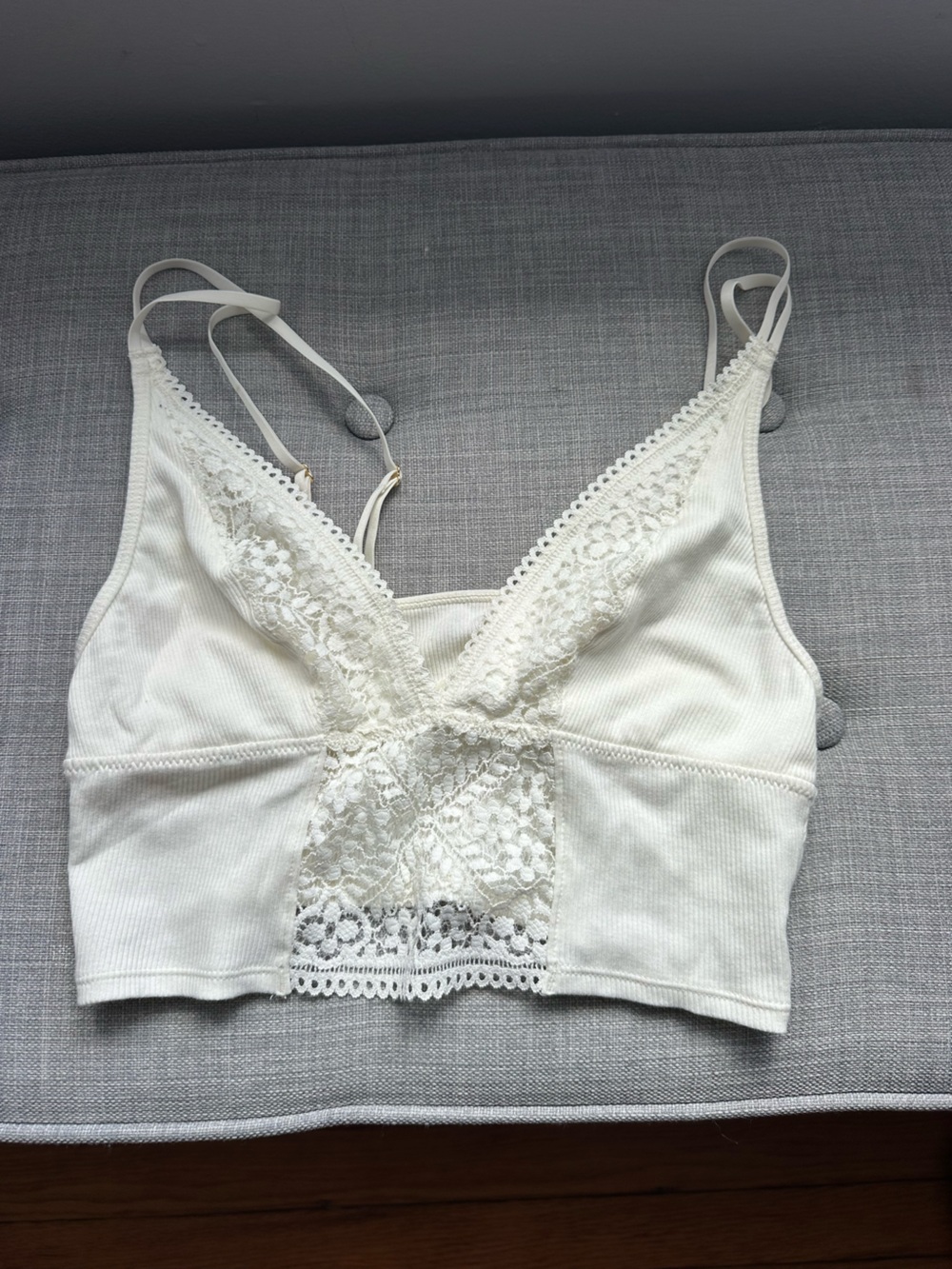 aerie Ivory Lace-Trim Bralette Cami